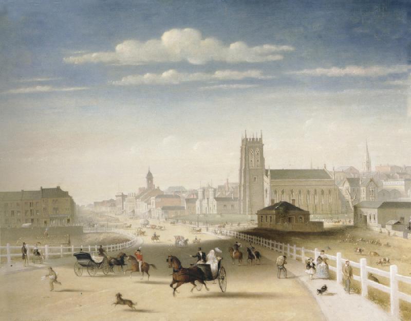 Henry Burn Swanston Street from the bridge oil painting image